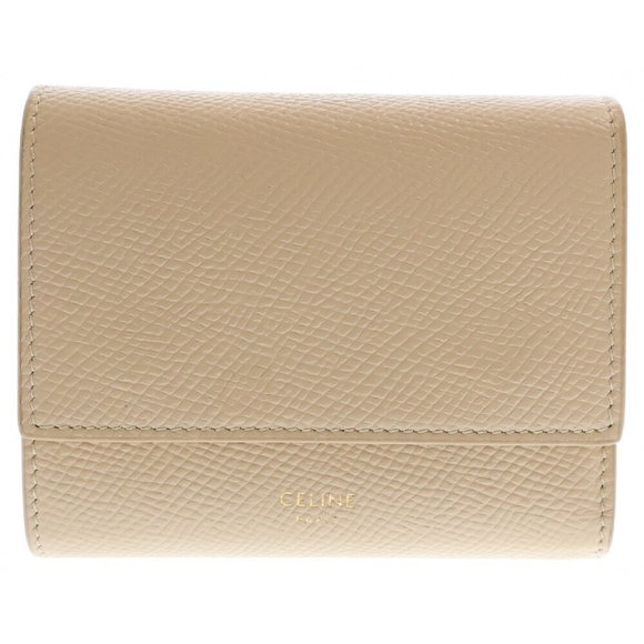 Celine Trifold Leather Beige Wallet - Picture 1 of 5